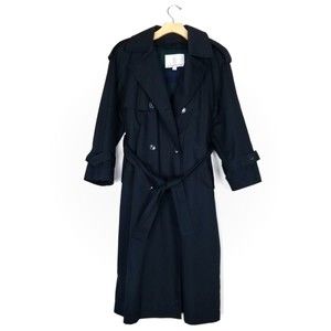 London Fog Navy Belted Lined Trench Coat